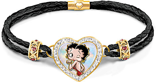 The Bradford Exchange Betty Boop Leather Bracelet With Mother-Of-Pearl Inlay