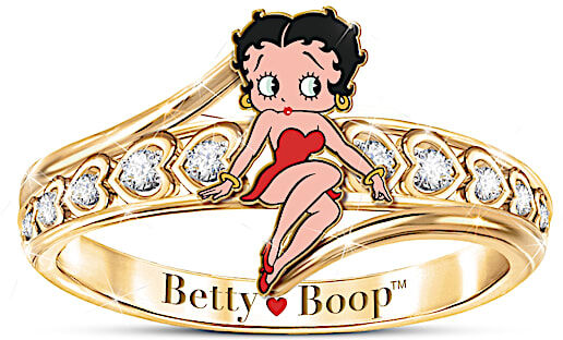 The Bradford Exchange Queen Of Class Engraved Betty Boop Ring With White Topaz