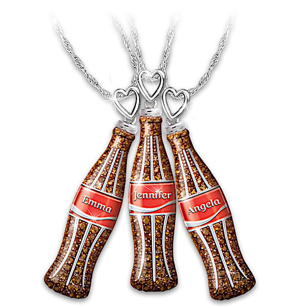The Bradford Exchange COCA-COLA Bottle Pendant Necklace Adorned With Cola-Colored Crystals And Personalized With A Name - Personalized Jewelry