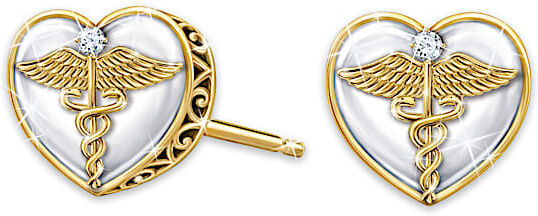 The Bradford Exchange Work Of Heart Diamond Earrings For Healthcare Workers