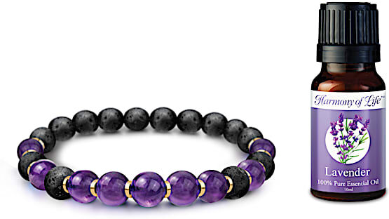 The Bradford Exchange Lava Stone Bracelet And Lavender Essential Oil Set