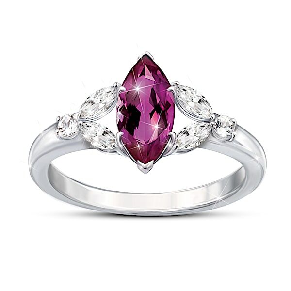 The Bradford Exchange Beauty Of Love White Topaz And 1 Ct. Rhodolite Garnet Ring