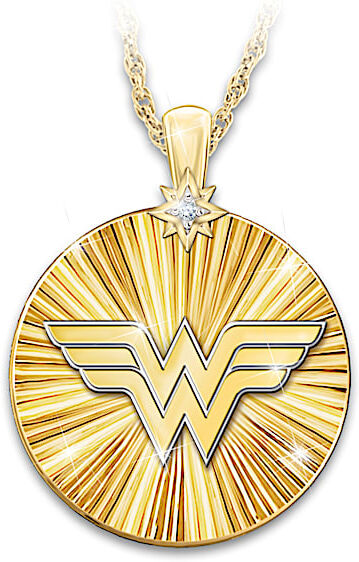 The Bradford Exchange Wonder Woman 18K Gold-Plated Medallion Necklace With Diamond