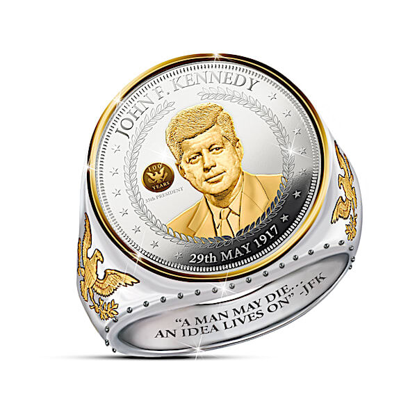 Bradford Authenticated John F Kennedy 100th Anniversary Silver Coin Ring with Special Privy Mark