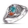 The Bradford Exchange Spirit Of The Eagle Turquoise And Jasper Silver Ring