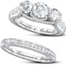 The Bradford Exchange Diamonesk Personalized Engraved Engagement Ring And Wedding Band Set - Personalized Jewelry