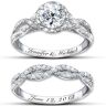 The Bradford Exchange Ring Set: Entwined Diamonesk Personalized Bridal Ring Set - Personalized Jewelry