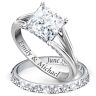 The Bradford Exchange Princess Platinum-Plated Personalized Bridal Wedding Ring Set For Women - Personalized Jewelry