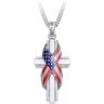 The Bradford Exchange God Bless America Patriotic Cross Diamond Pendant Necklace