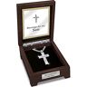 The Bradford Exchange Religious Stainless Steel Cross Necklace for Son with White Sapphire & Valet Box