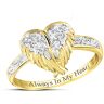 The Bradford Exchange Guardian Angel Embrace Heart-Shaped Crystal Ring