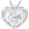 The Bradford Exchange Established In Love Personalized Sterling-Silver Plated Pendant Necklace Featuring A Faceted Crystal Heart Adorned With Over 2 D