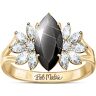 The Bradford Exchange Bob Mackie 1K Gold Ring With Black Spinel And White Topaz