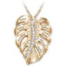 The Bradford Exchange Personalized 18K-Gold Plated Pendant Featuring A Monstera Leaf Design Adorned With 9 Diamonds And Engraved With Up To 8 Names -