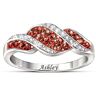 The Bradford Exchange Celebrate You Women's Personalized Crystal Birthstone Ring Featuring Cascading Wave Design - Personalized Jewelry