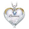 The Bradford Exchange Always In My Heart Women's Personalized Heart-Shaped Sterling Silver Remembrance Pendant Necklace Adorned With 18K Gold-Plated A
