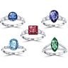 The Bradford Exchange Personalized Platinum-Plated Ring With Your Choice Of Cut, Setting And Simulated Gemstone - Personalized Jewelry