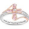 The Bradford Exchange Hope And Faith Breast Cancer Awareness Cross Ring