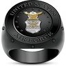 The Bradford Exchange USAF Fly-Fight-Win Men's Ring With 8 Black Sapphires