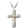 The Bradford Exchange Cross Necklace For Son With Damascus Steel & White Sapphire