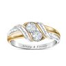 The Bradford Exchange Loving Embrace Women's Personalized Sterling Silver Ring Featuring Over 1/2 Carat Of Moissanite & 18K Gold-Plated Accents - Pers