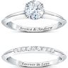 The Bradford Exchange True Love Personalized Women's Platinum Plated Bridal Ring Set With 1 Engagement Ring & 1 Wedding Band Featuring Over 1 Carat Of