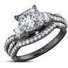 The Bradford Exchange Midnight Kiss Romantic Black Rhodium And Platinum Plated Ring Adorned With 3 Princess-Cut Simulated Diamonds In The Center & Per