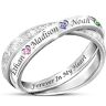 The Bradford Exchange Forever In My Heart Women's Personalized Platinum-Plated Crystal Birthstone Ring Featuring An Interlocking Ring Design - Persona