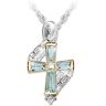 The Bradford Exchange Heavenly Father Sky Blue Topaz Cross Pendant Necklace