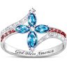 The Bradford Exchange Patriotic Diamonesk Simulated Gemstone Cross Ring