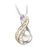 The Bradford Exchange Footprints In The Sand Diamond And Cultured Pearl Necklace
