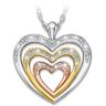 The Bradford Exchange Connected By Love Heart-Shaped Topaz Pendant Necklace