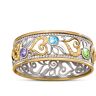 The Bradford Exchange Sterling Silver Family Ring With 18K Gold-Plated Accents Personalized With 6 Crystal Birthstones - Personalized Jewelry