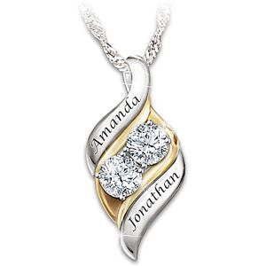 The Bradford Exchange Loving Embrace Personalized White Topaz Pendant Necklace