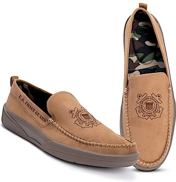 The Bradford Exchange U.S. Coast Guard Pride Men's Faux Suede Moccasins