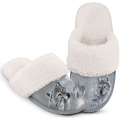 The Bradford Exchange Eddie LePage Guardians Of The Wild Wolf-Themed Slippers The Bradford Exchange Eddie LePage Guardians Of The Wild Wolf-Themed Slippers