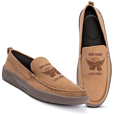 The Bradford Exchange Ride Hard, Live Free Men's Biker-Themed Moccasins The Bradford Exchange Ride Hard, Live Free Men's Biker-Themed Moccasins