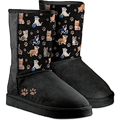 The Bradford Exchange Jrgen Scholz Kitty-Kat Cute Women's Short Boots The Bradford Exchange Jrgen Scholz Kitty-Kat Cute Women's Short Boots