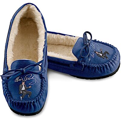 The Bradford Exchange Elvis Presley Dancing Blues Suede Moccasins For Women The Bradford Exchange Elvis Presley Dancing Blues Suede Moccasins For Women