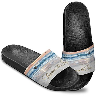 The Bradford Exchange Footprints In The Sand Women's Slide Sandals The Bradford Exchange Footprints In The Sand Women's Slide Sandals
