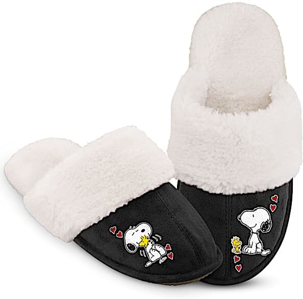 The Bradford Exchange PEANUTS Snoopy And Woodstock Women's Slippers With Faux Fur