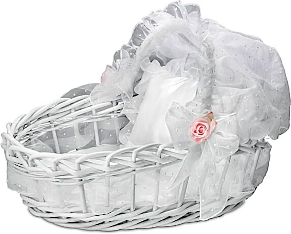 The Ashton-Drake Galleries Sweet Slumber White Wicker Basket Baby Doll Accessory