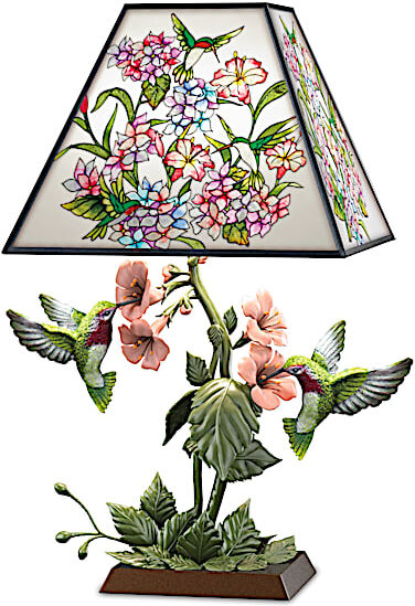 The Bradford Exchange Garden Of Light Stained Glass Hummingbird Lamp