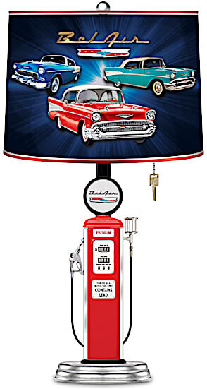 The Bradford Exchange Bel Air Vintage-Style Gas Pump Lamp With Famed Tri-Five Art