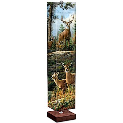 The Bradford Exchange Whitetail Deer Floor Lamp With Art On 4-Sided Fabric Shade The Bradford Exchange Whitetail Deer Floor Lamp With Art On 4-Sided Fabric Shade
