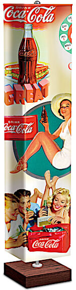 The Bradford Exchange COCA-COLA Floor Lamp With Art On 4-Sided Fabric Shade