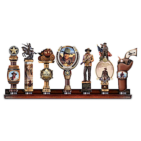 Hawthorne Village John Wayne Vintage-Style Sculpted Tap Handles With Display