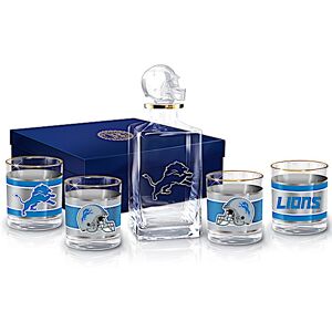 The Bradford Exchange NFL Detroit Lions Five Piece Decanter Set With Glasses The Bradford Exchange NFL Detroit Lions Five Piece Decanter Set With Glasses