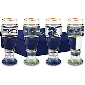 The Bradford Exchange Seattle Seahawks Four-Piece Pilsner Glass Set The Bradford Exchange Seattle Seahawks Four-Piece Pilsner Glass Set