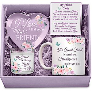 The Bradford Exchange My Friend, I Love You Purple Personalized Gift Box Set With Mug, Trinket Tray And Soy Candle - Personalized Jewelry The Bradford Exchange My Friend, I Love You Purple Personalized Gift Box Set With Mug, Trinket Tray And Soy Candle - Personalized Jewelry